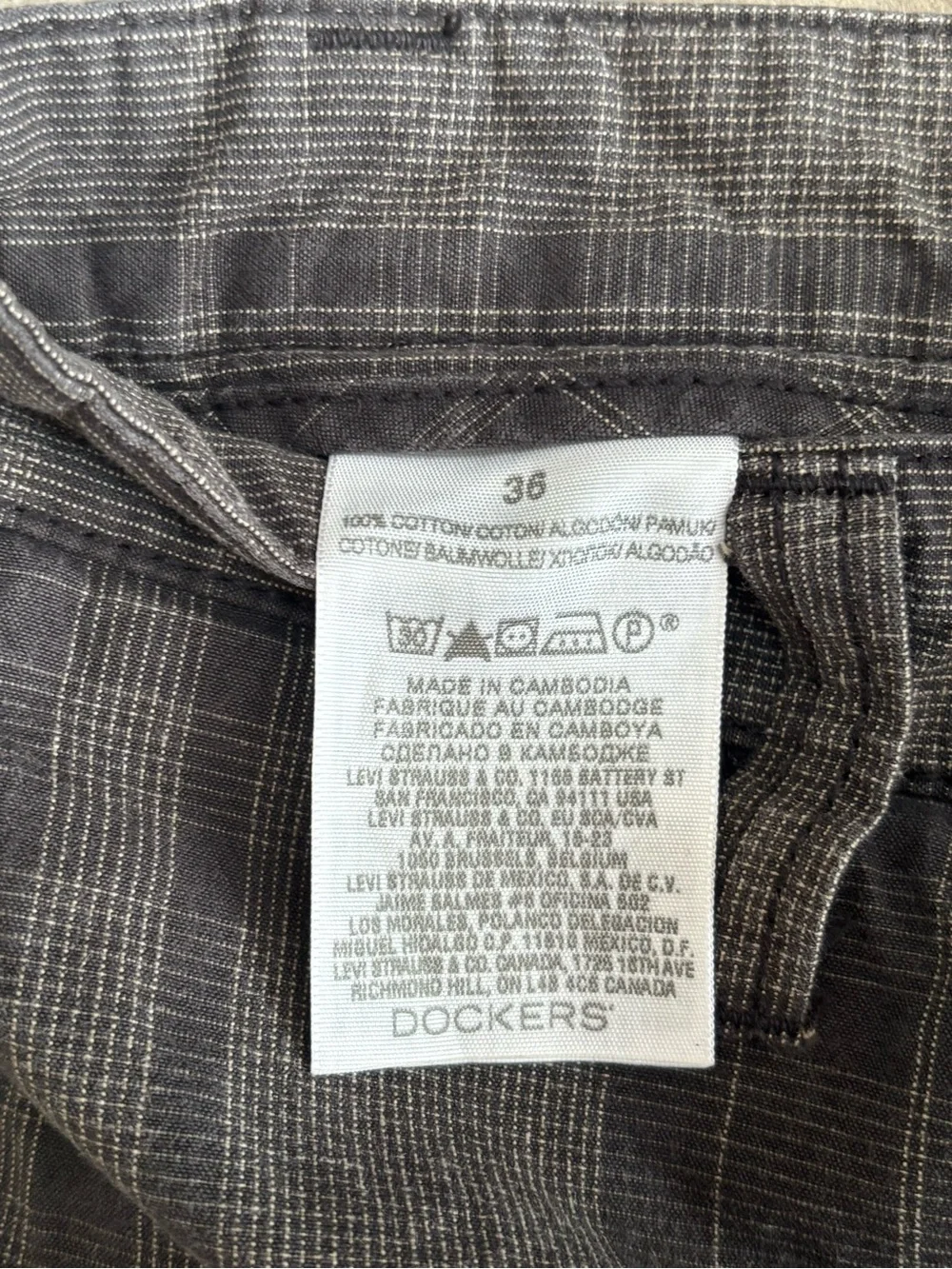 Grunge Grey/Charcoal Plaid Cargo Shorts sz 34
